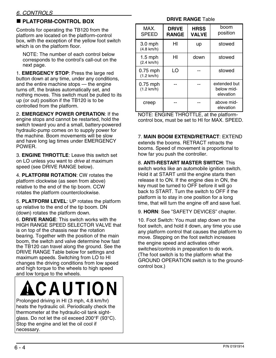 C a u tio n | Snorkel TB120 2001 User Manual | Page 33 / 90