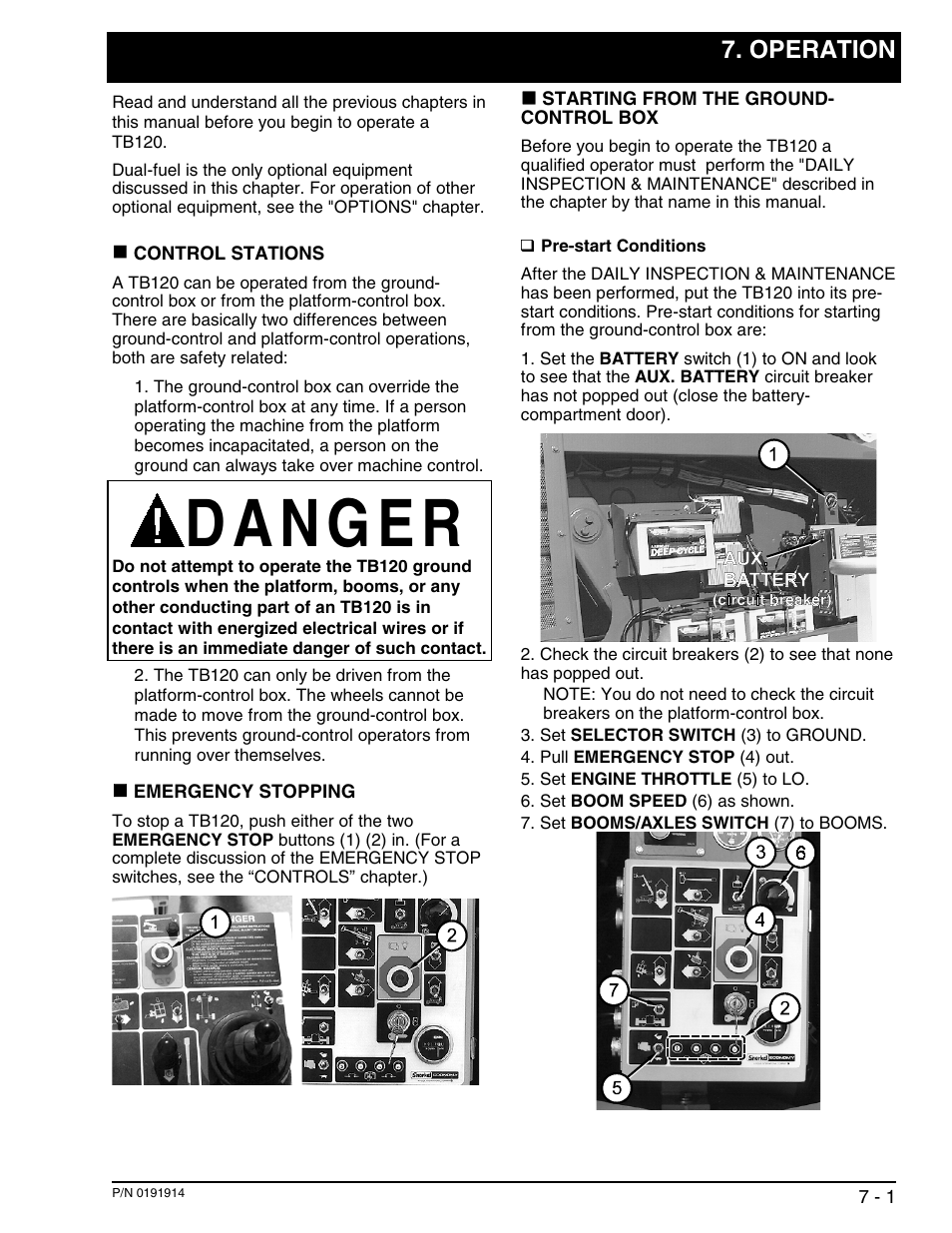 Operation | Snorkel TB120 2001 User Manual | Page 36 / 90