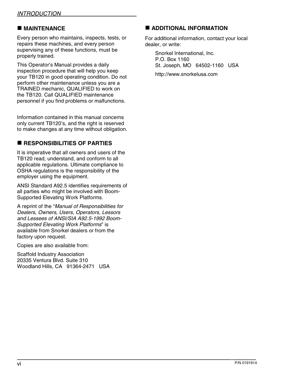 Snorkel TB120 2001 User Manual | Page 7 / 90