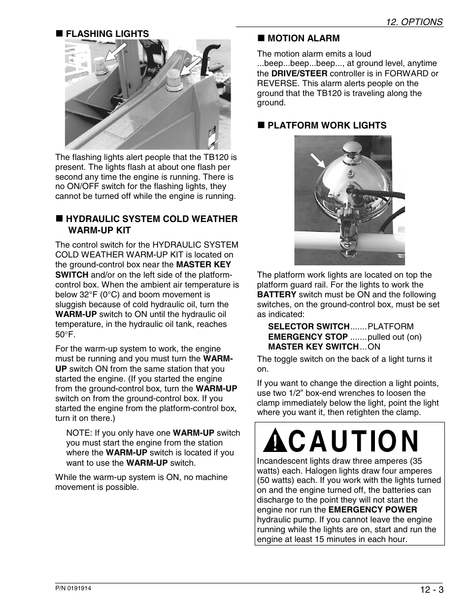 C a u tio n | Snorkel TB120 2001 User Manual | Page 78 / 90