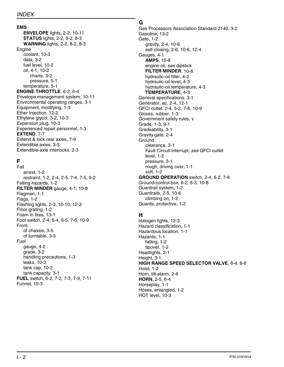 Index | Snorkel TB120 2001 User Manual | Page 85 / 90