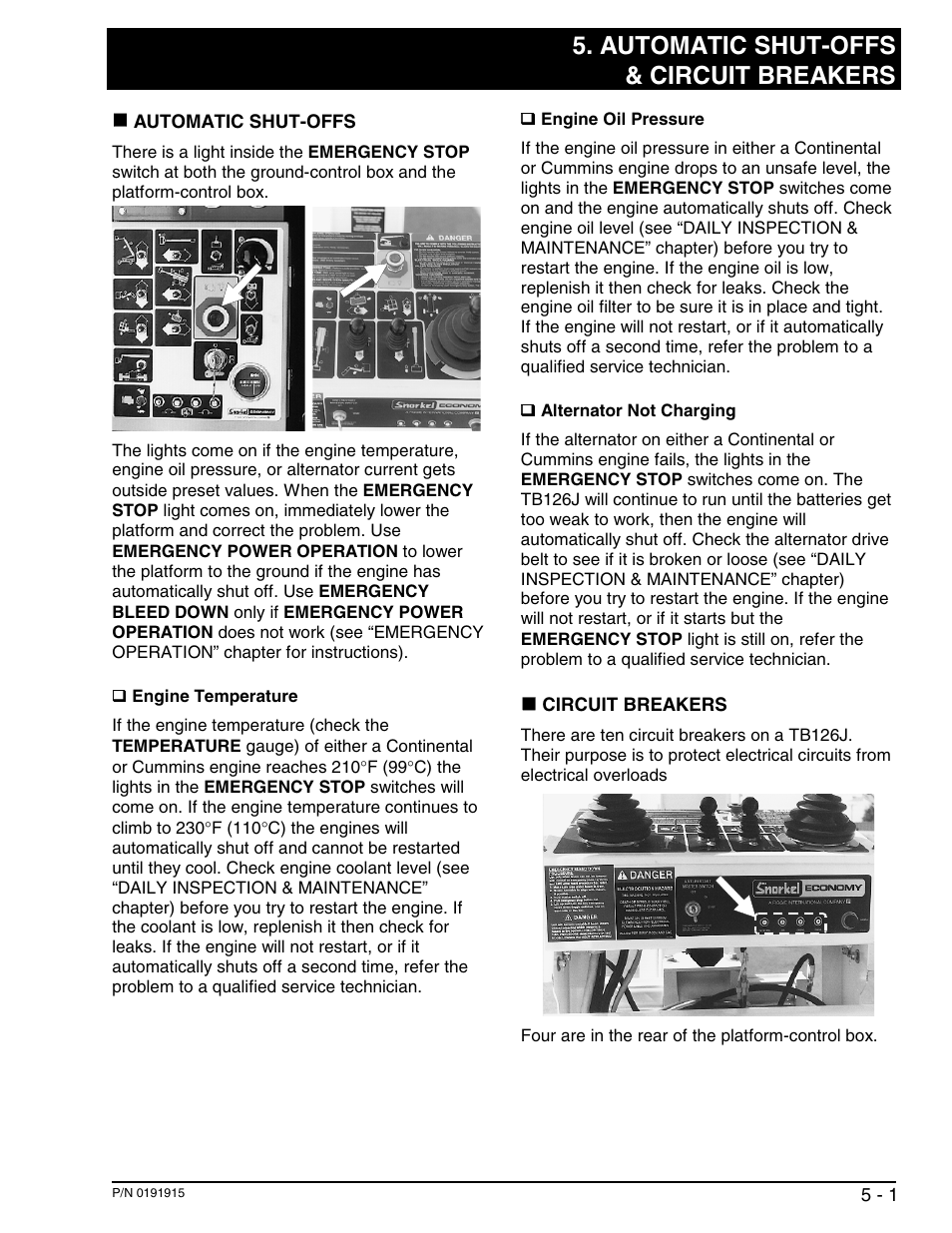 Automatic shut-offs & circuit breakers | Snorkel TB126J User Manual | Page 26 / 83