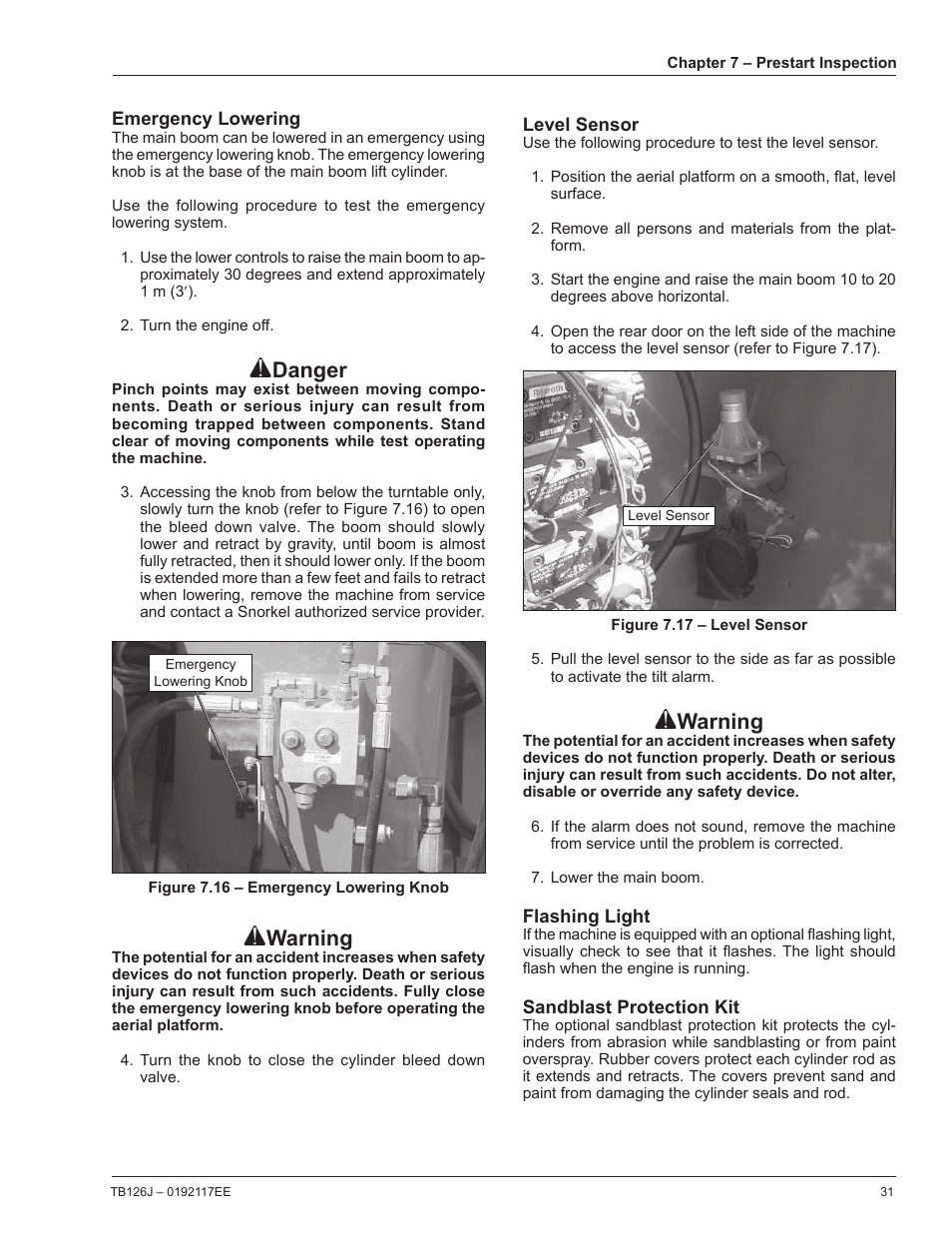 Danger, Warning | Snorkel TB126J CE User Manual | Page 35 / 70