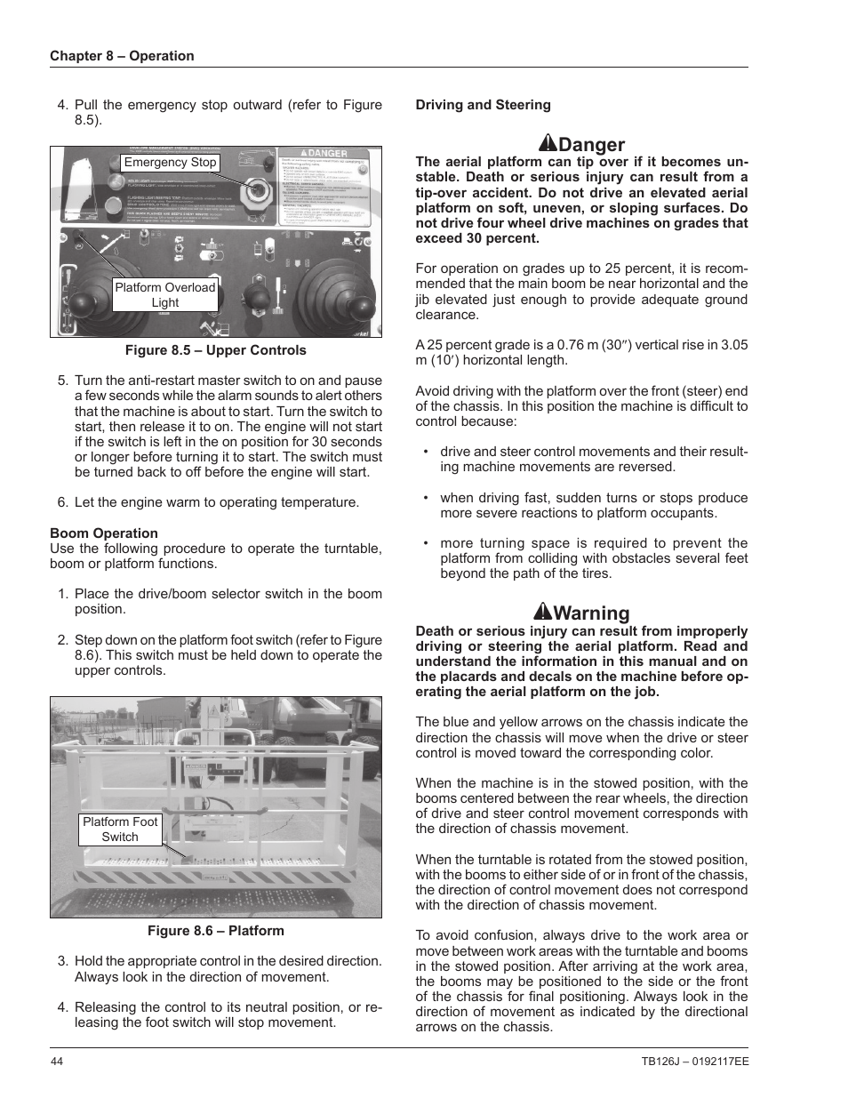 Danger, Warning | Snorkel TB126J CE User Manual | Page 48 / 70