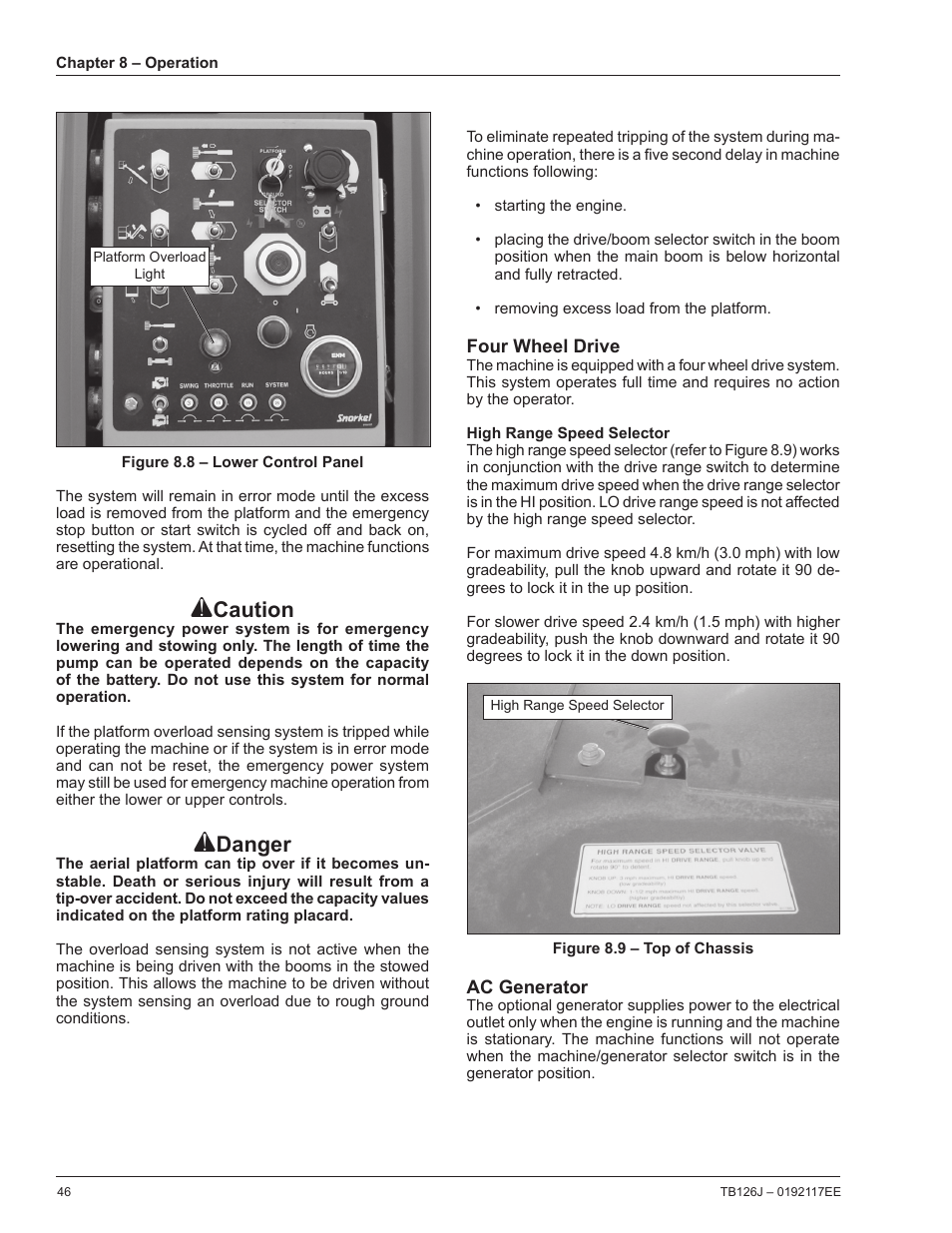 Caution, Danger | Snorkel TB126J CE User Manual | Page 50 / 70