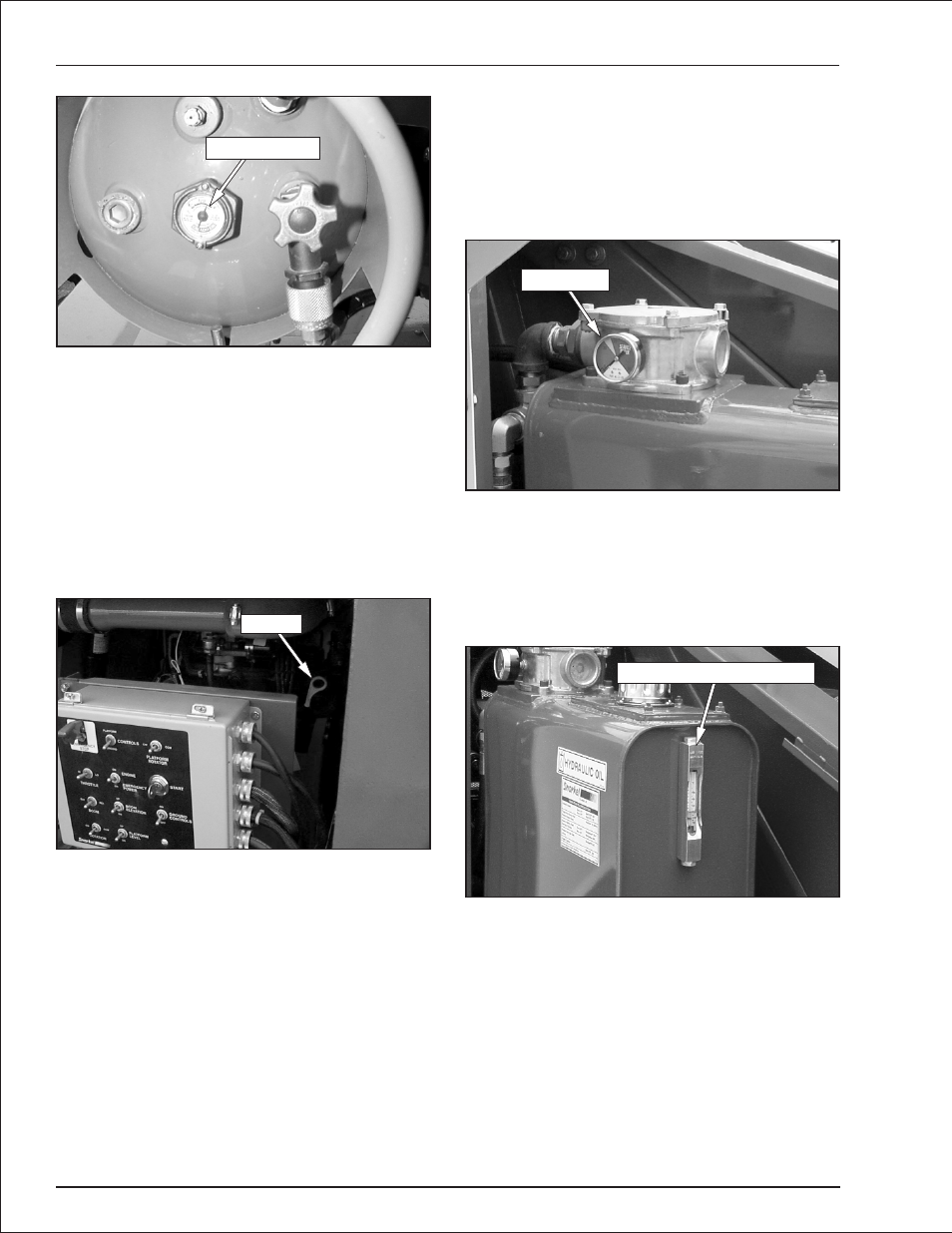 Engine oil 5-2, Hydraulic fluid filter gauge 5-2, Fluid level and temperature gauge 5-2 | Engine oil dipstick, 5-2, Fluid level and temperature gauge, 5-2, Hydraulic fluid filter gauge, 5-2, Engine oil, Hydraulic fluid filter gauge, Fluid level and temperature gauge, Chapter 5. gauges and displays | Snorkel TB37 2001 User Manual | Page 19 / 58