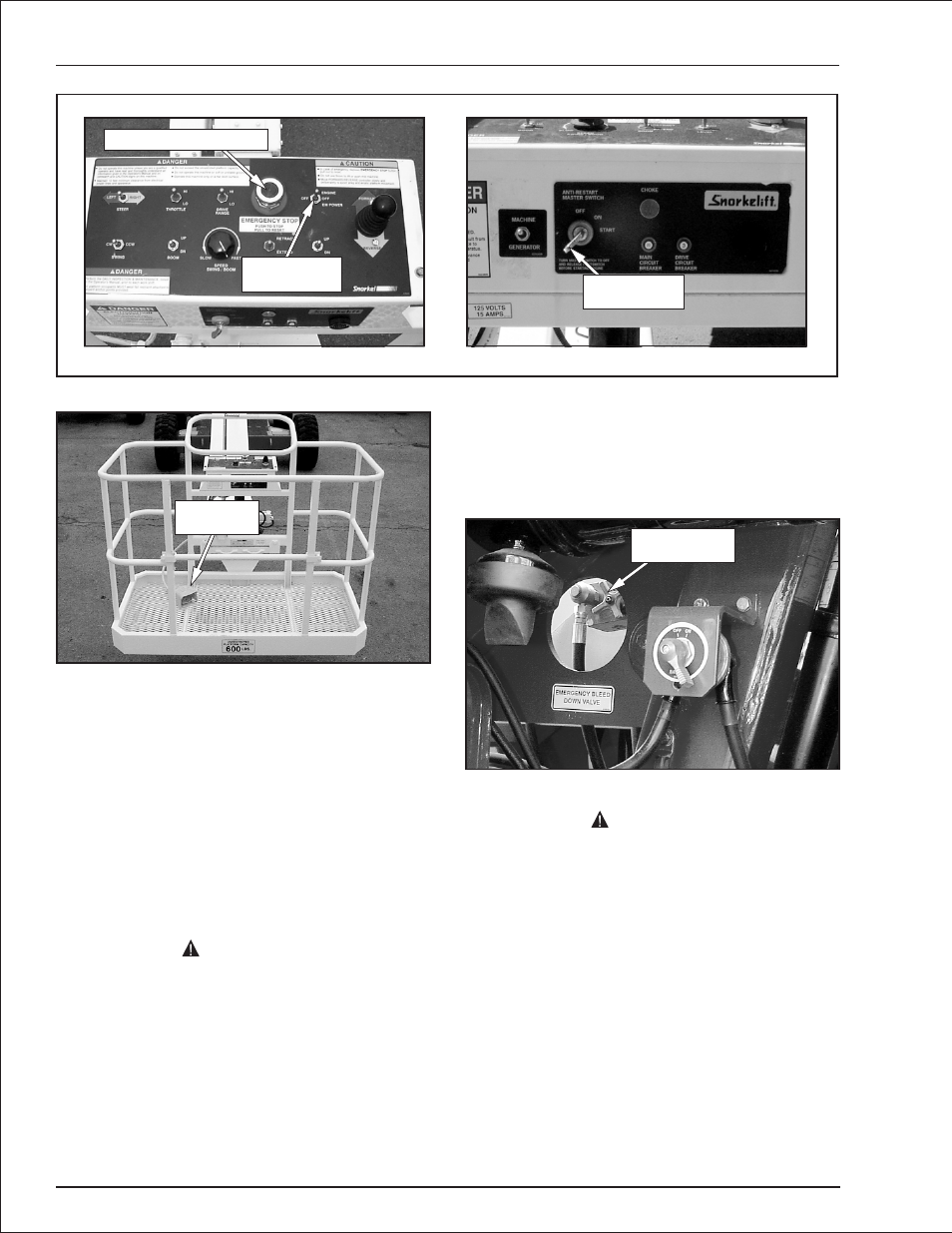 Emergency lowering 10-2, Towing 10-2, Emergency lowering, 10-2 | Towing, 10-2, Emergency lowering -2 towing -2, Danger, Emergency lowering, Towing, Chapter 10. emergency operation | Snorkel TB37 2001 User Manual | Page 48 / 58