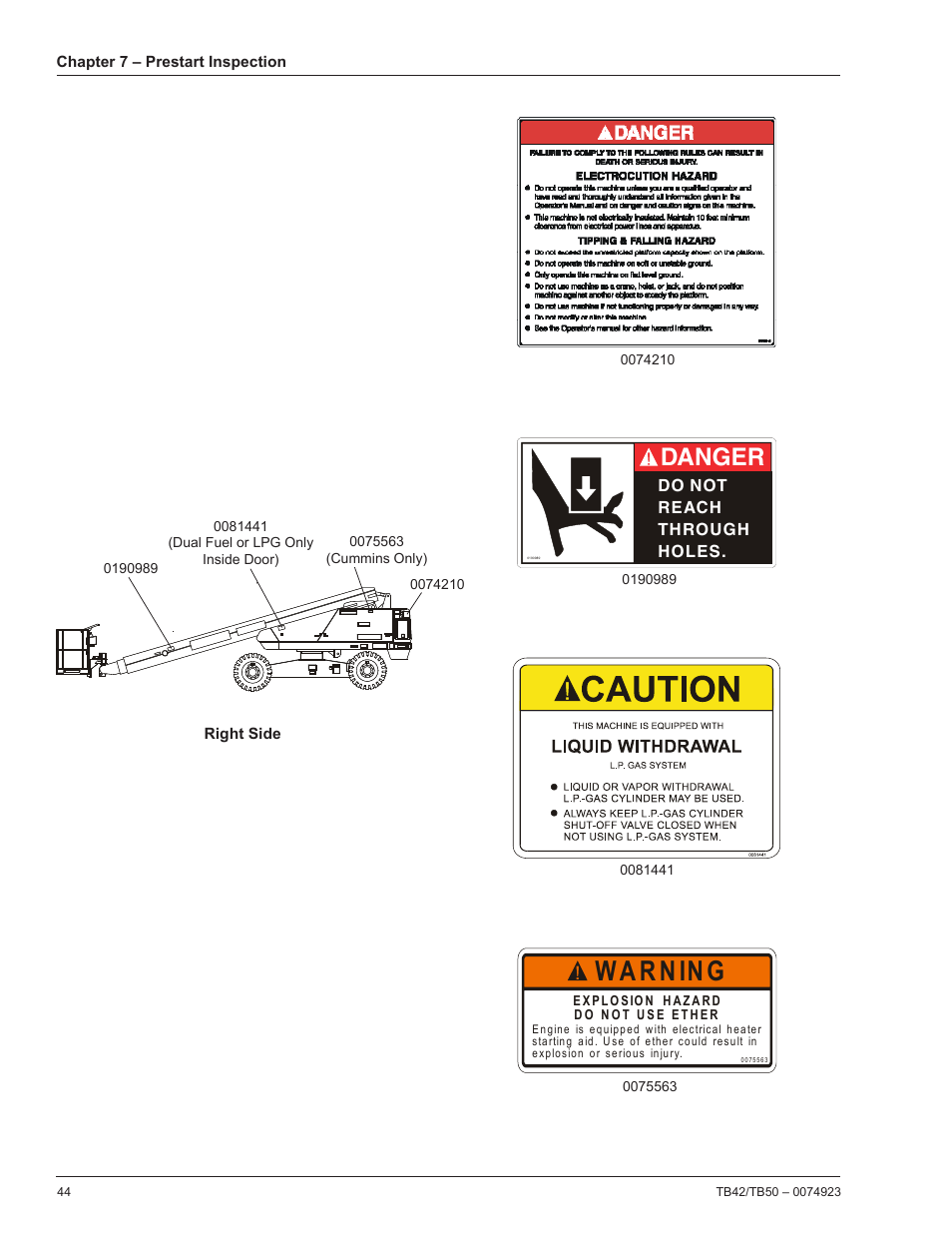 Warning, Danger | Snorkel TB50 User Manual | Page 48 / 86