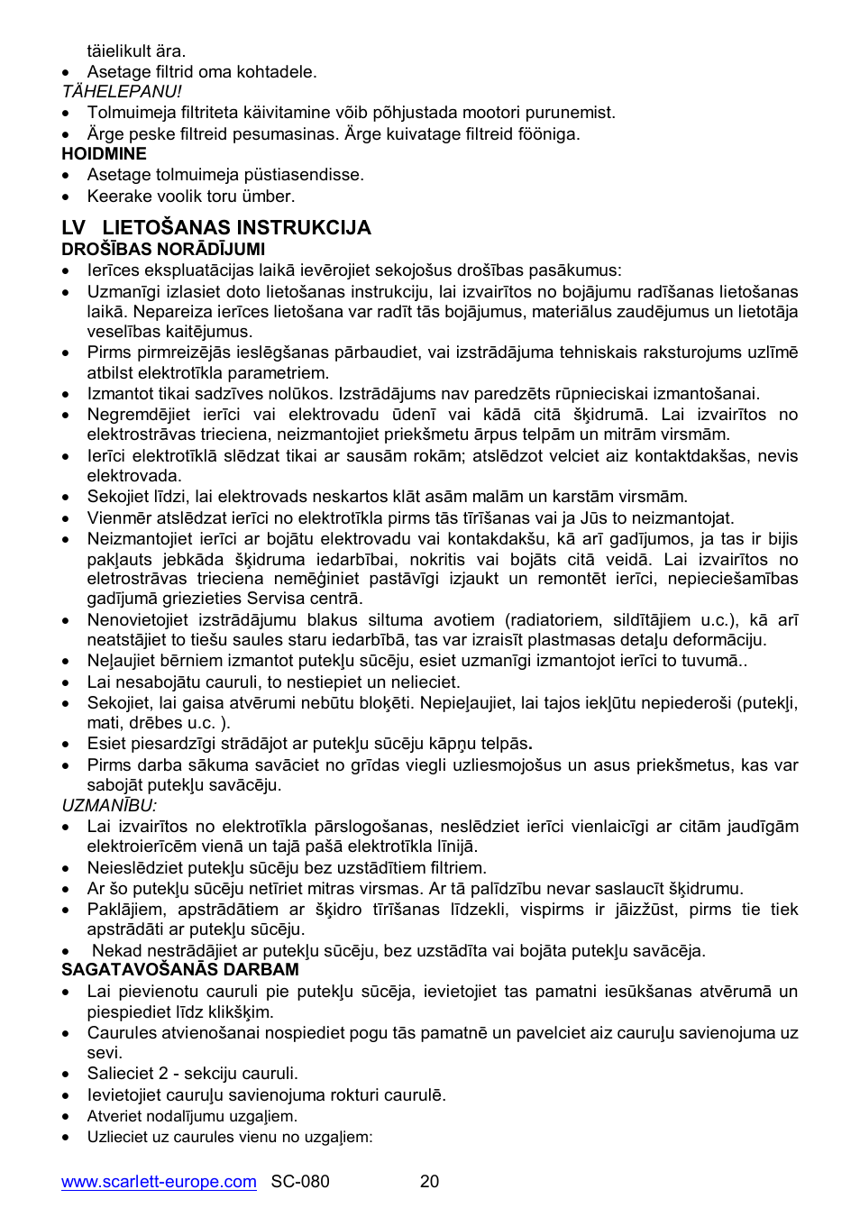 Scarlett SC-080 User Manual | Page 20 / 26