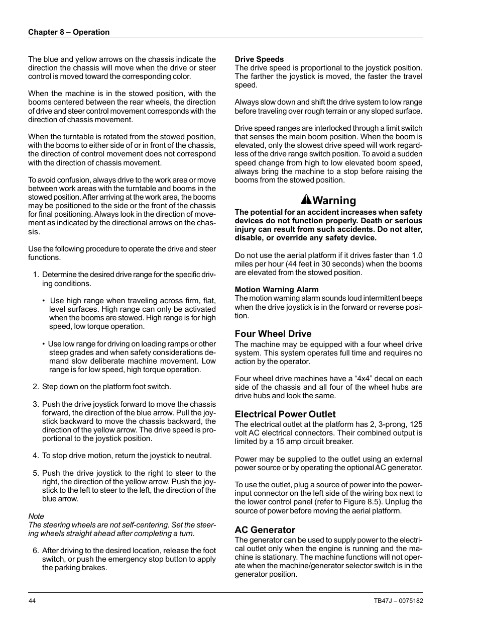Warning | Snorkel TB47J User Manual | Page 48 / 72