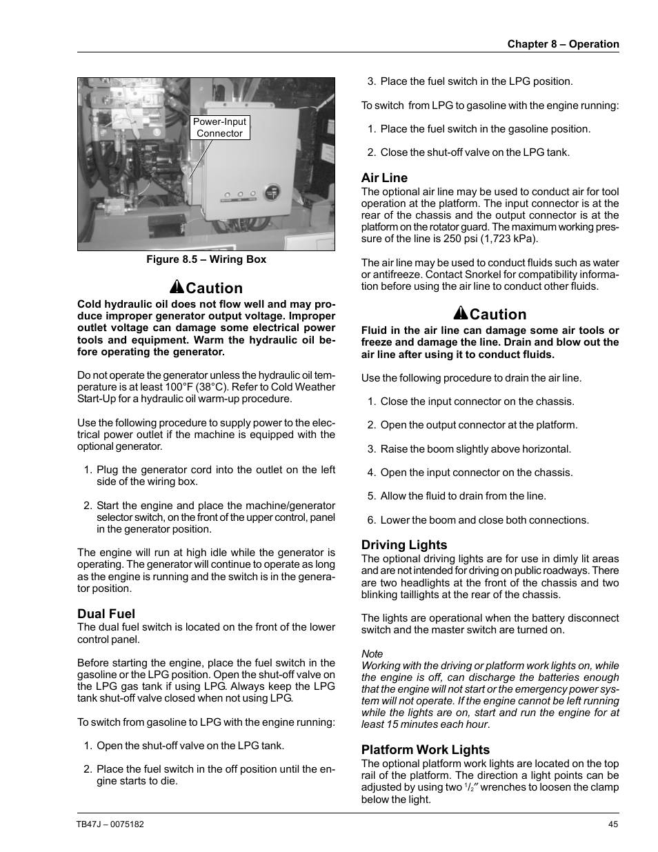 Caution | Snorkel TB47J User Manual | Page 49 / 72