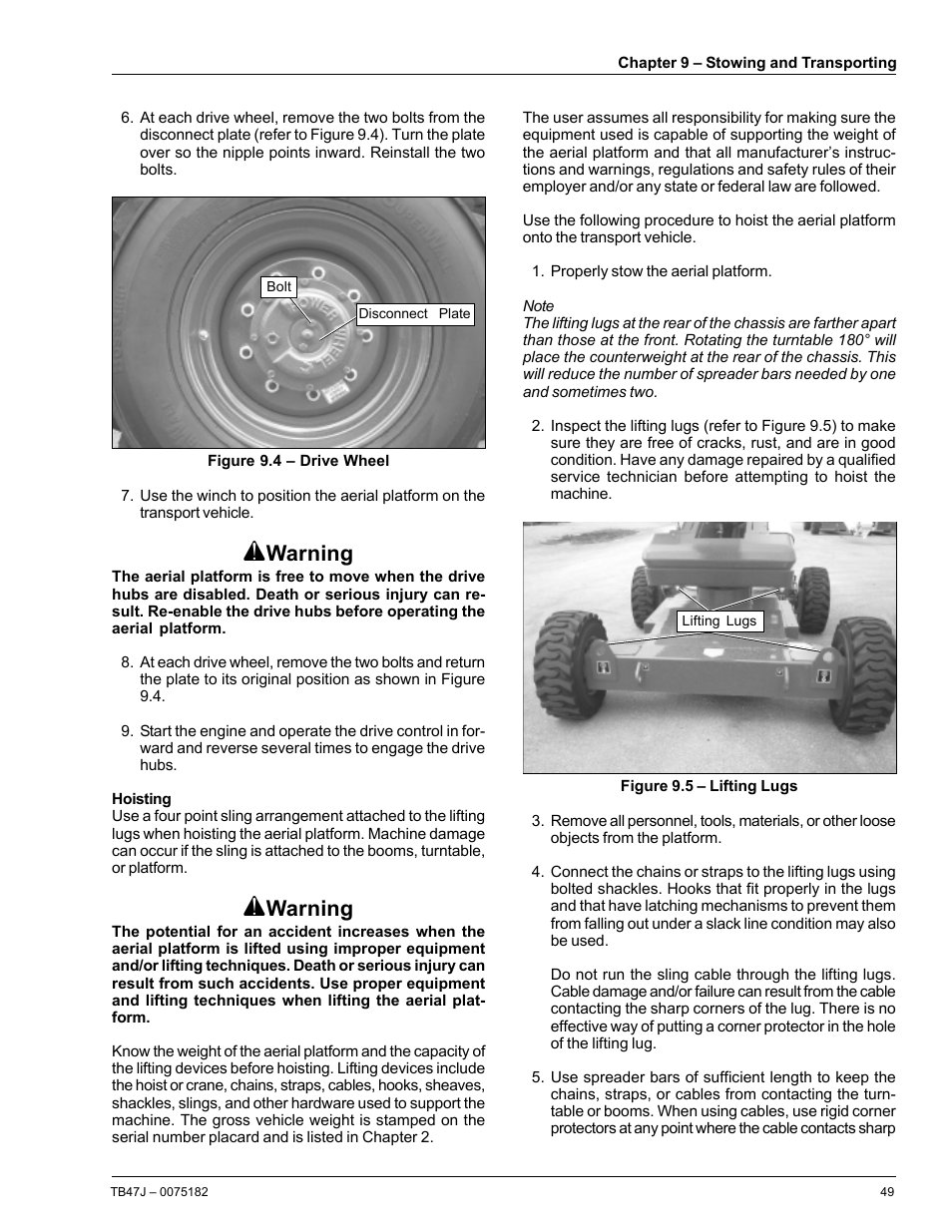 Warning | Snorkel TB47J User Manual | Page 53 / 72