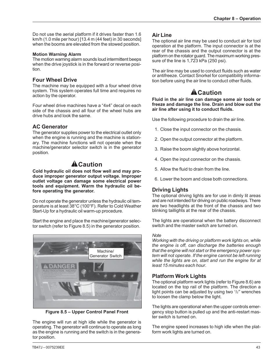 Caution | Snorkel TB47J CE User Manual | Page 47 / 66