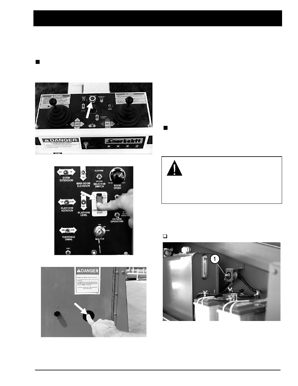 C a u tio n, Emergency operation | Snorkel TB60 2001 User Manual | Page 45 / 80