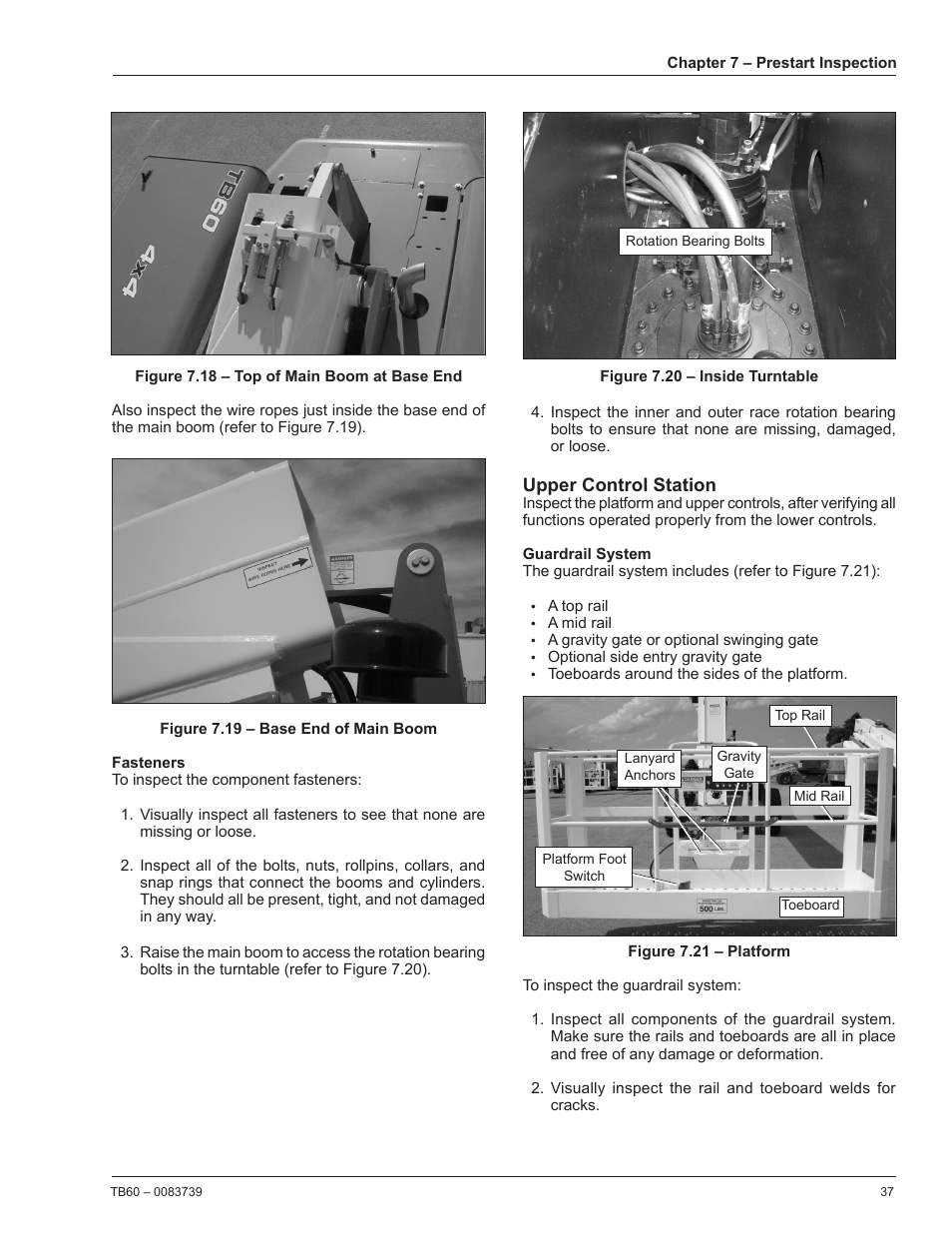 Fasteners, Upper control station, Guardrail system | Snorkel TB60 2014 User Manual | Page 41 / 84