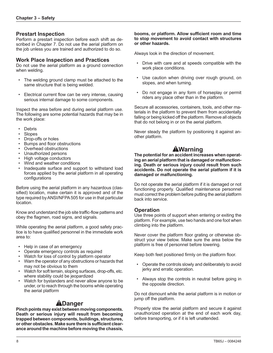 Danger, Warning | Snorkel TB65J User Manual | Page 12 / 74