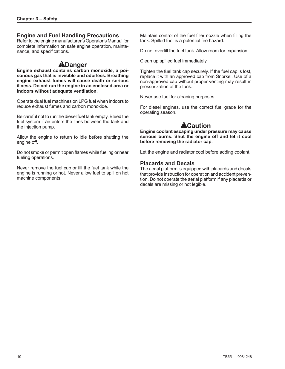 Danger, Caution | Snorkel TB65J User Manual | Page 14 / 74