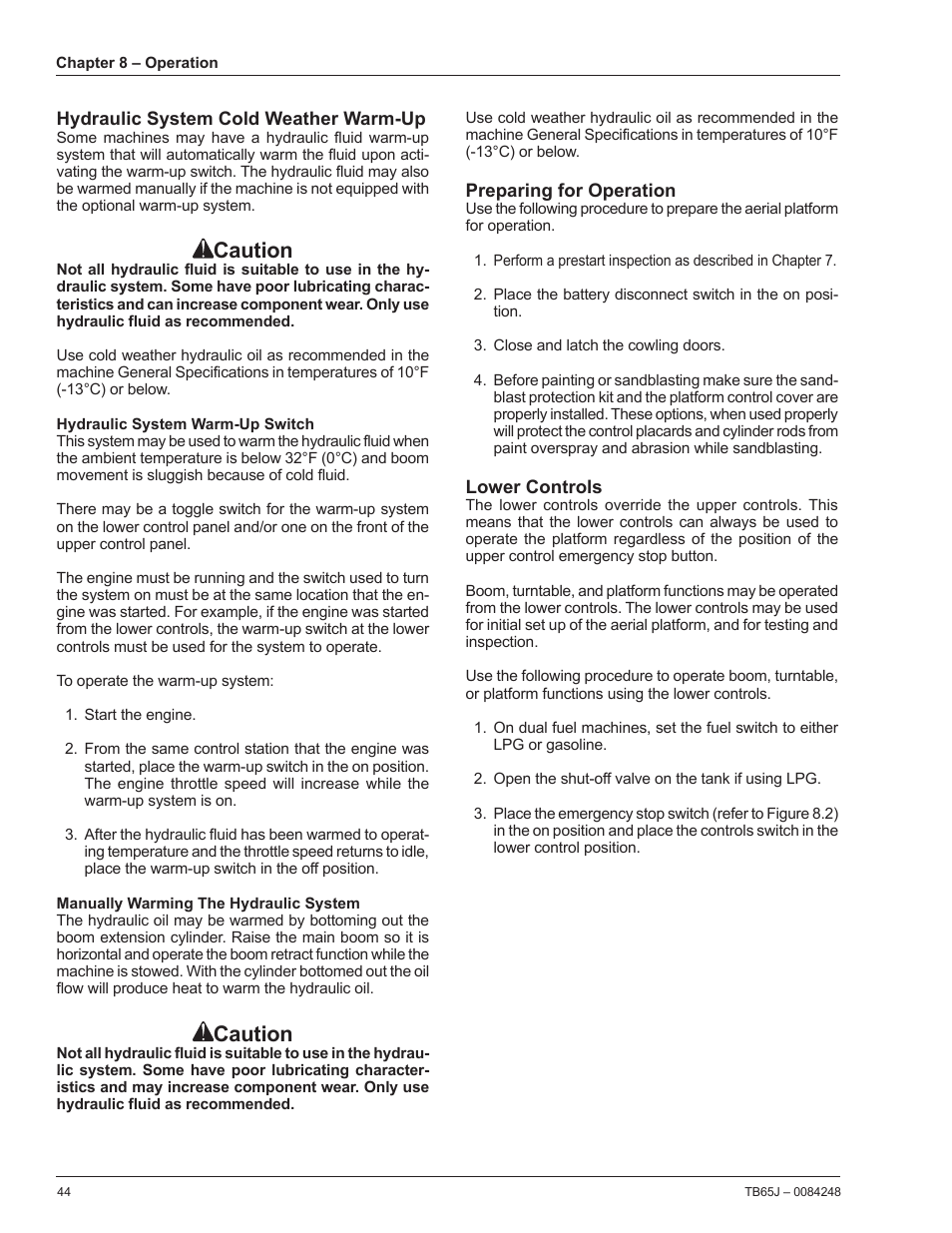 Caution | Snorkel TB65J User Manual | Page 48 / 74