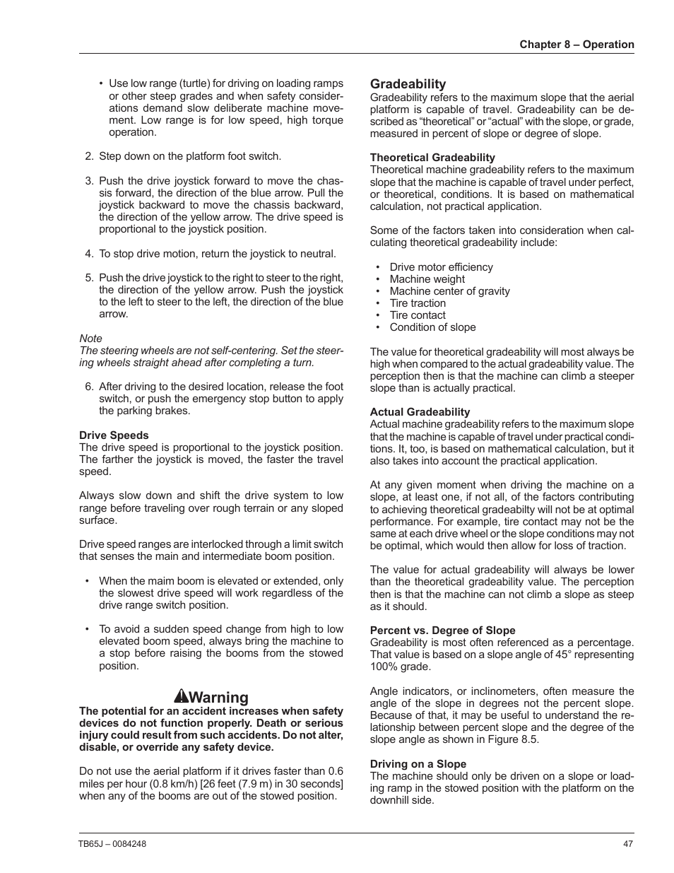 Warning | Snorkel TB65J User Manual | Page 51 / 74