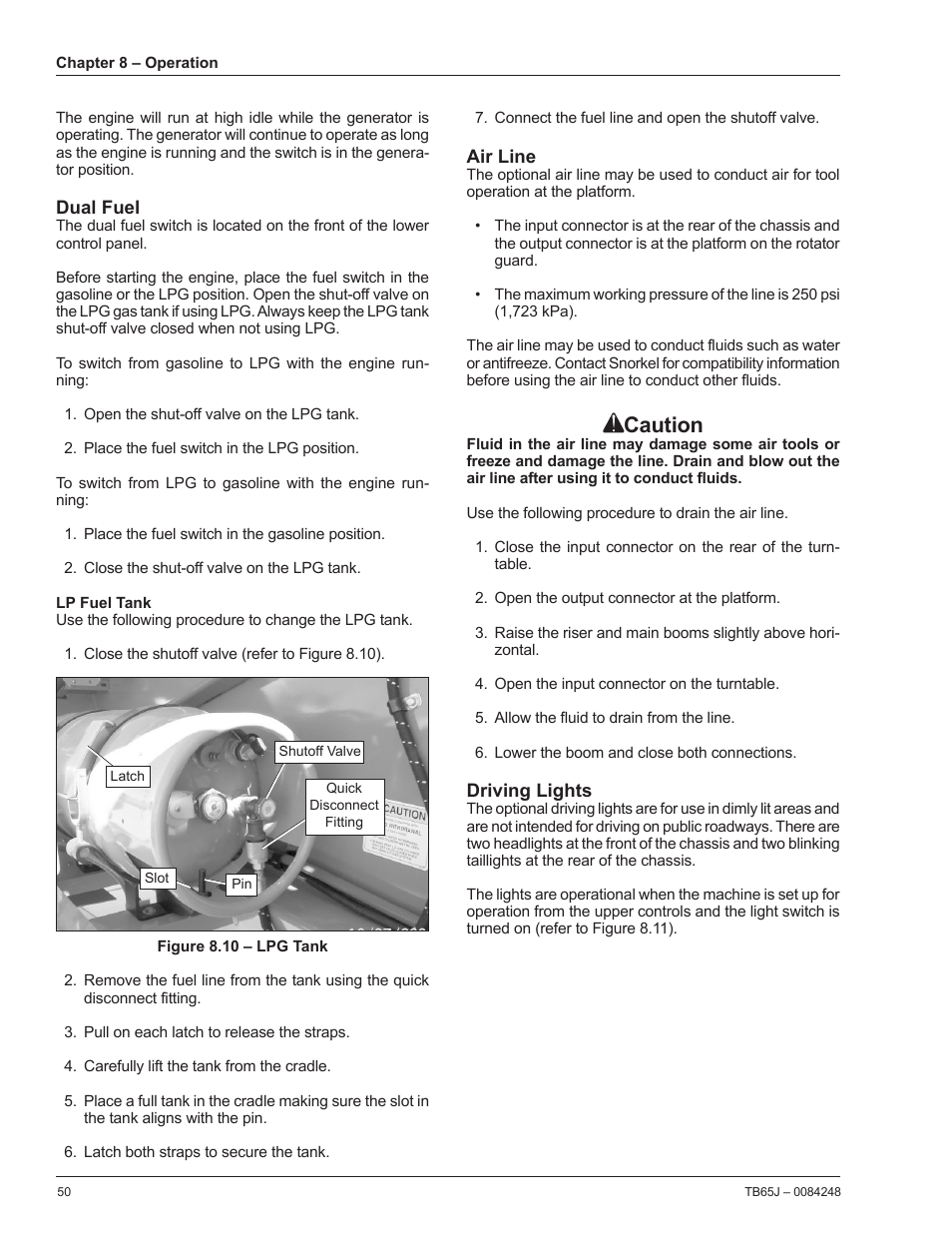Caution | Snorkel TB65J User Manual | Page 54 / 74