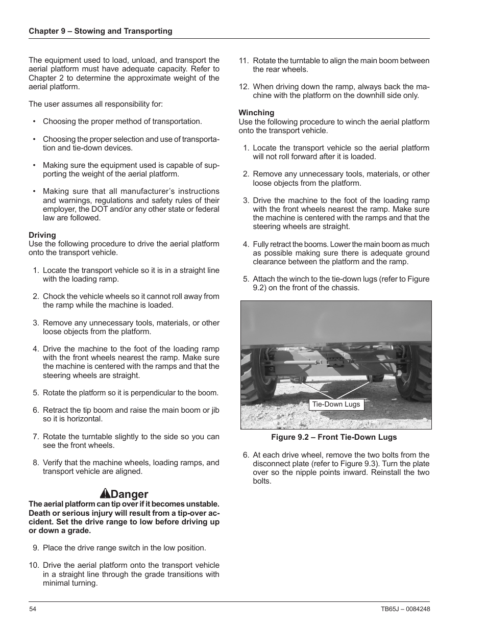 Danger | Snorkel TB65J User Manual | Page 58 / 74