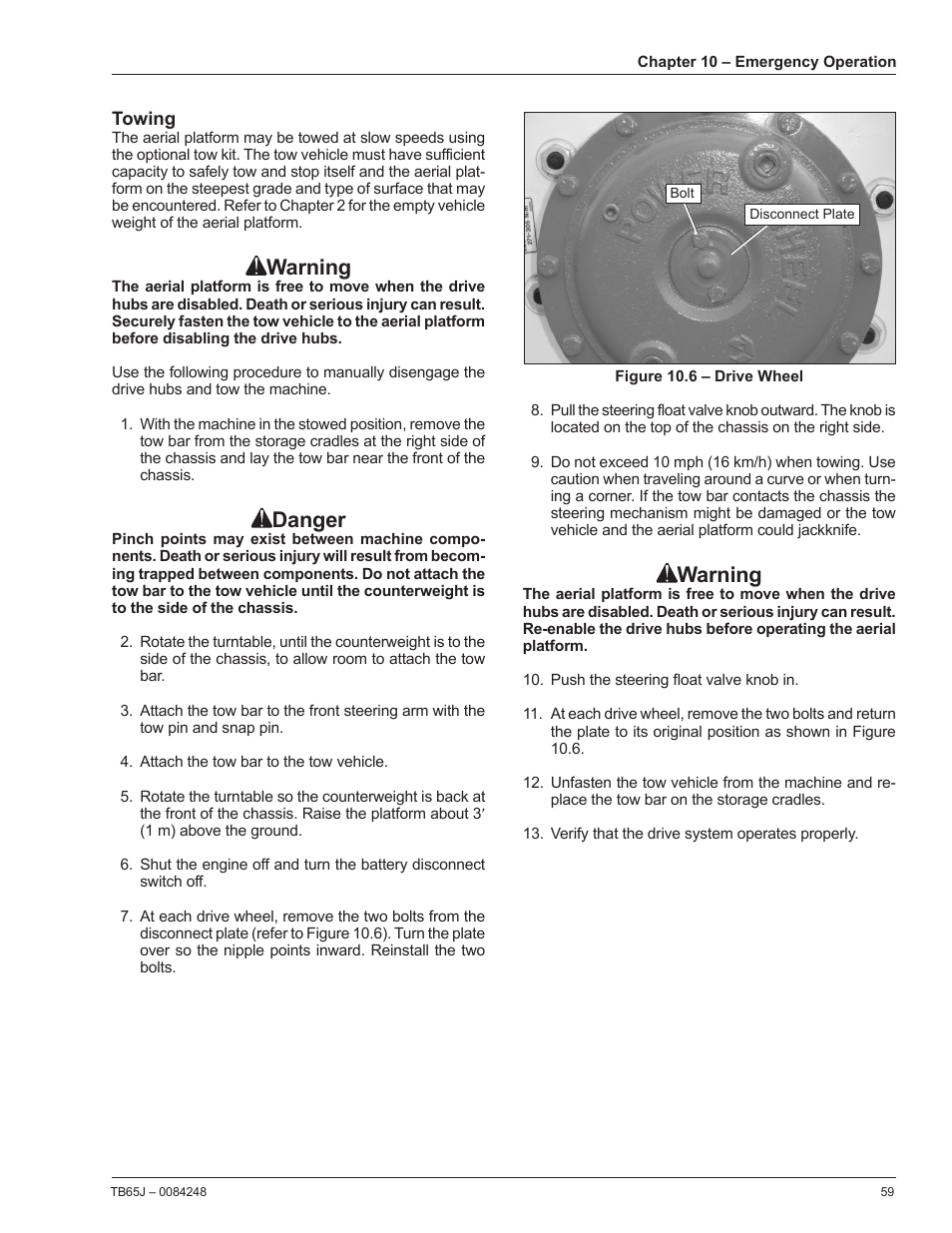 Warning, Danger | Snorkel TB65J User Manual | Page 63 / 74