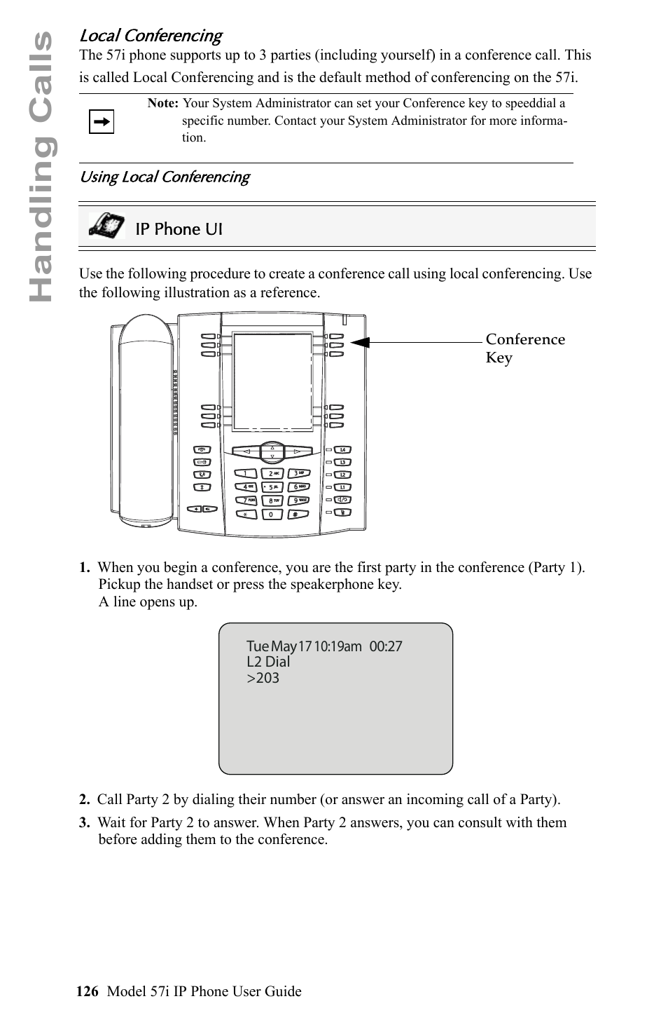 Local conferencing, Handling calls | Aastra Telecom IP Phone User Manual | Page 134 / 210