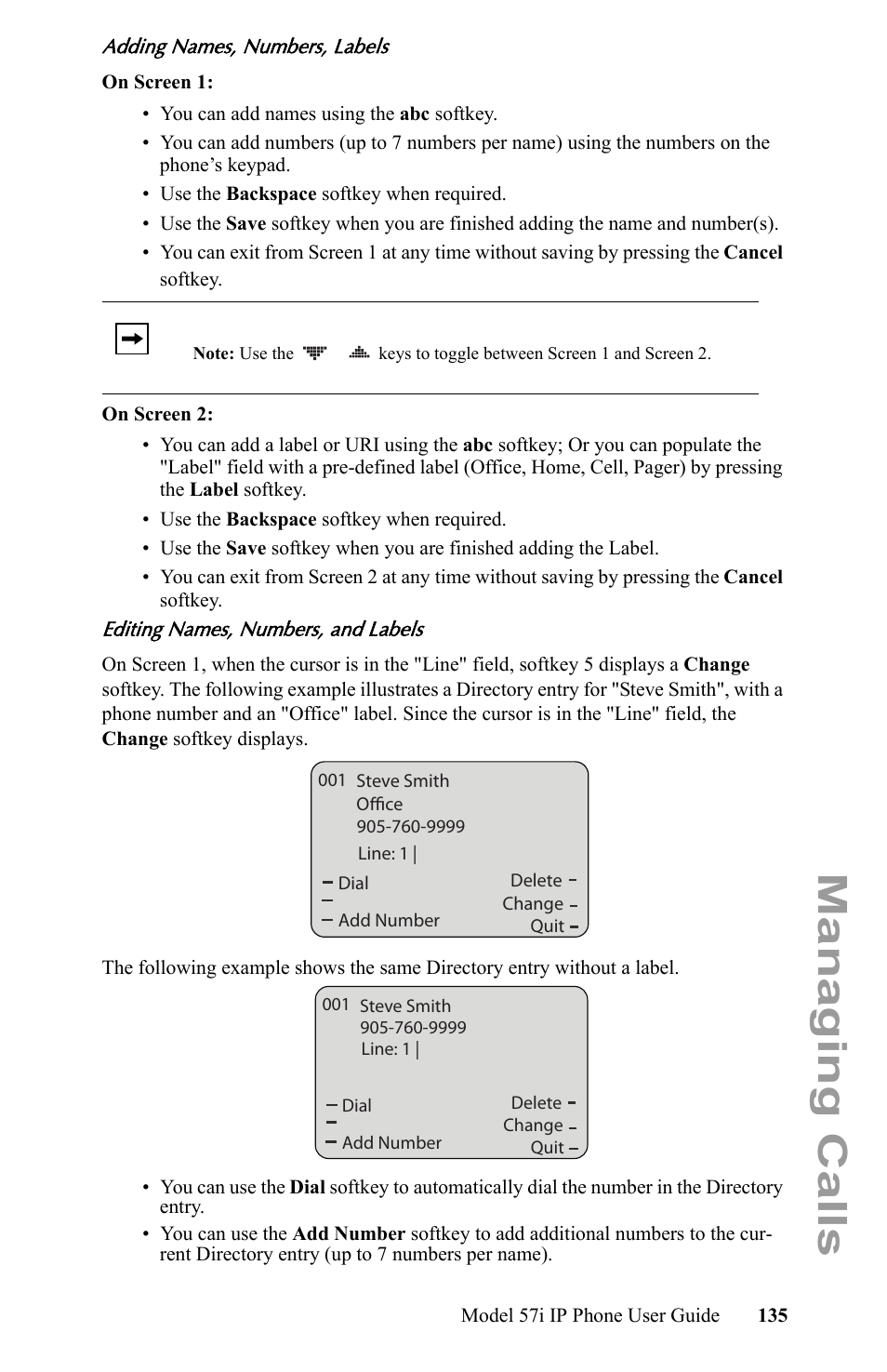 Managing calls | Aastra Telecom IP Phone User Manual | Page 143 / 210