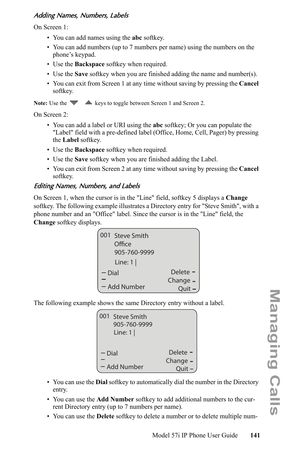 Managing calls | Aastra Telecom IP Phone User Manual | Page 149 / 210