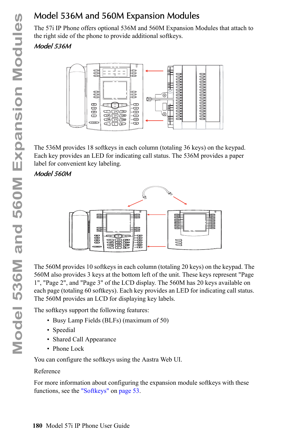 Model 536m and 560m expansion modules | Aastra Telecom IP Phone User Manual | Page 188 / 210