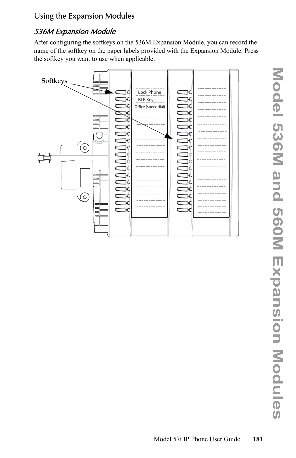 Using the expansion modules, 536m expansion module | Aastra Telecom IP Phone User Manual | Page 189 / 210