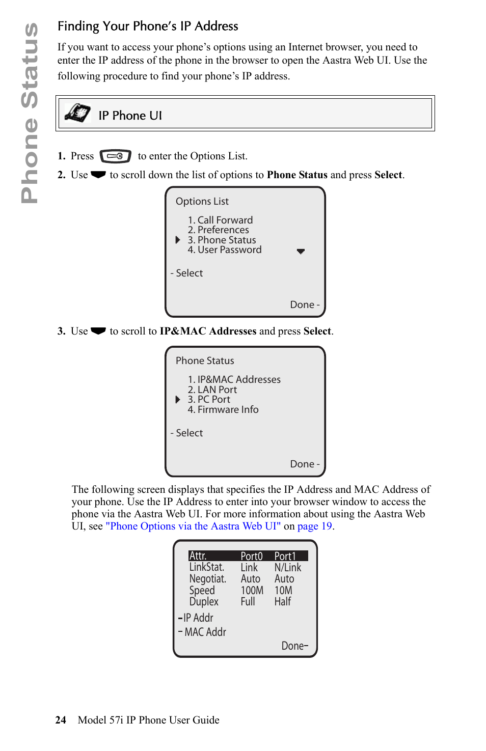 Phone status | Aastra Telecom IP Phone User Manual | Page 32 / 210