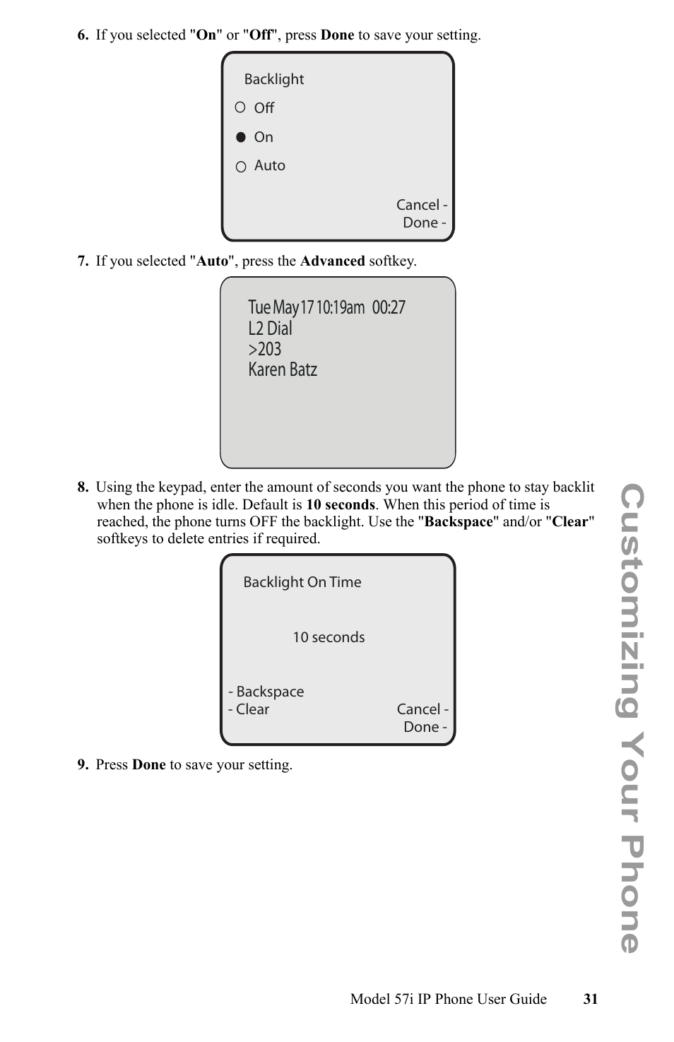 Customizing your phone | Aastra Telecom IP Phone User Manual | Page 39 / 210