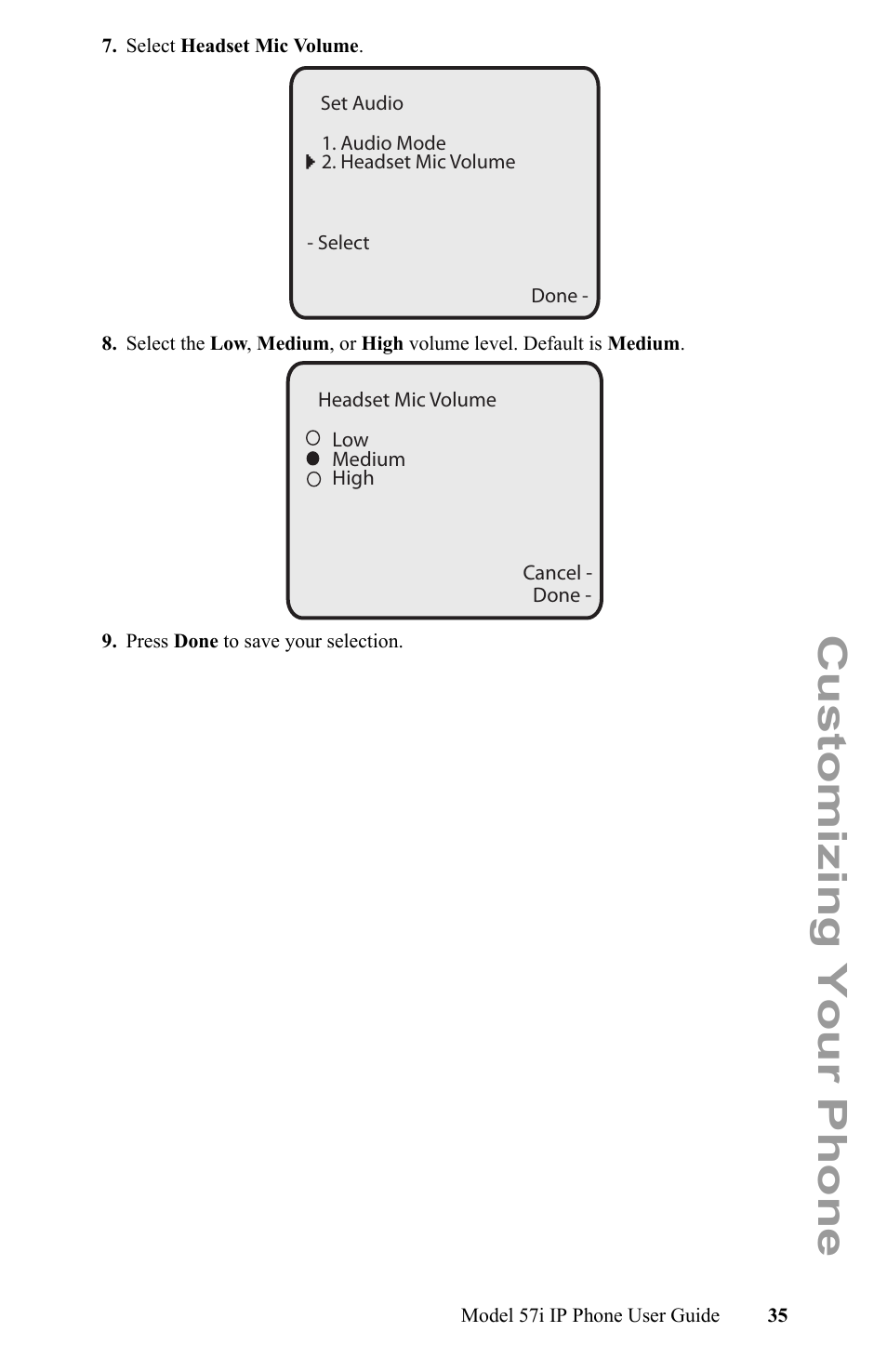 Customizing your phone | Aastra Telecom IP Phone User Manual | Page 43 / 210