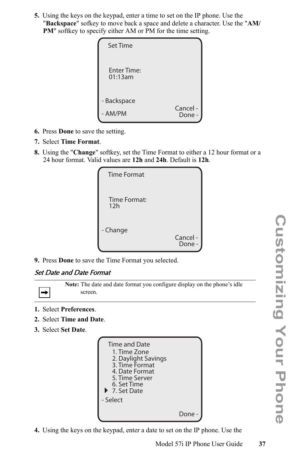 Customizing your phone | Aastra Telecom IP Phone User Manual | Page 45 / 210