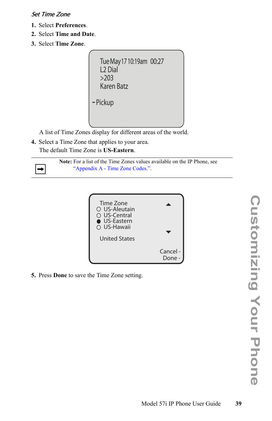 Customizing your phone | Aastra Telecom IP Phone User Manual | Page 47 / 210