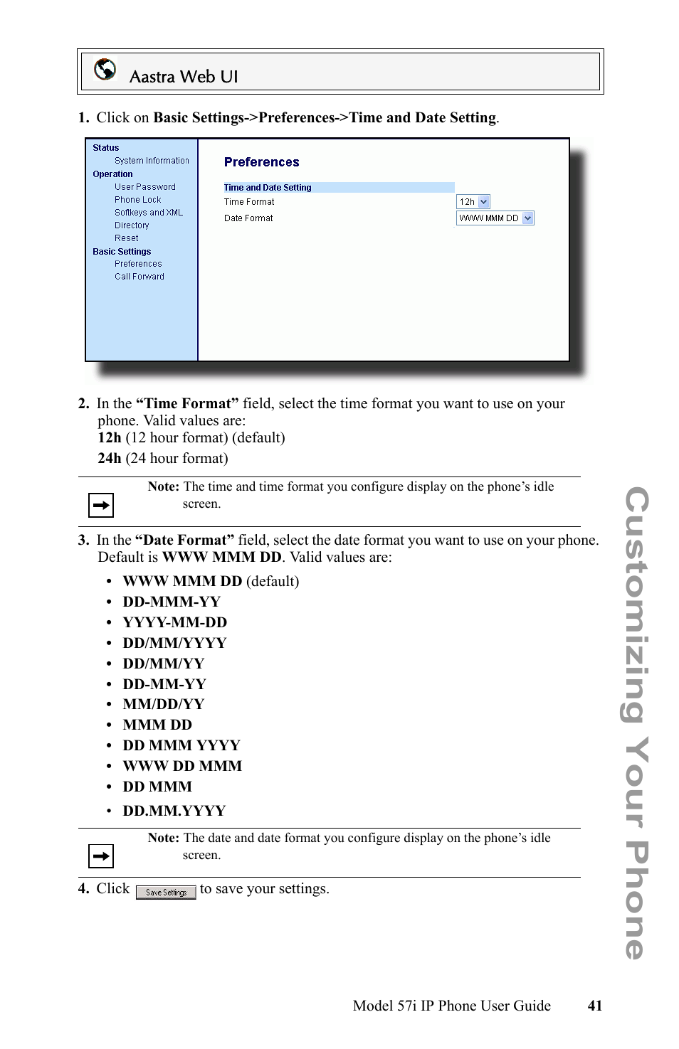 Customizing your phone | Aastra Telecom IP Phone User Manual | Page 49 / 210
