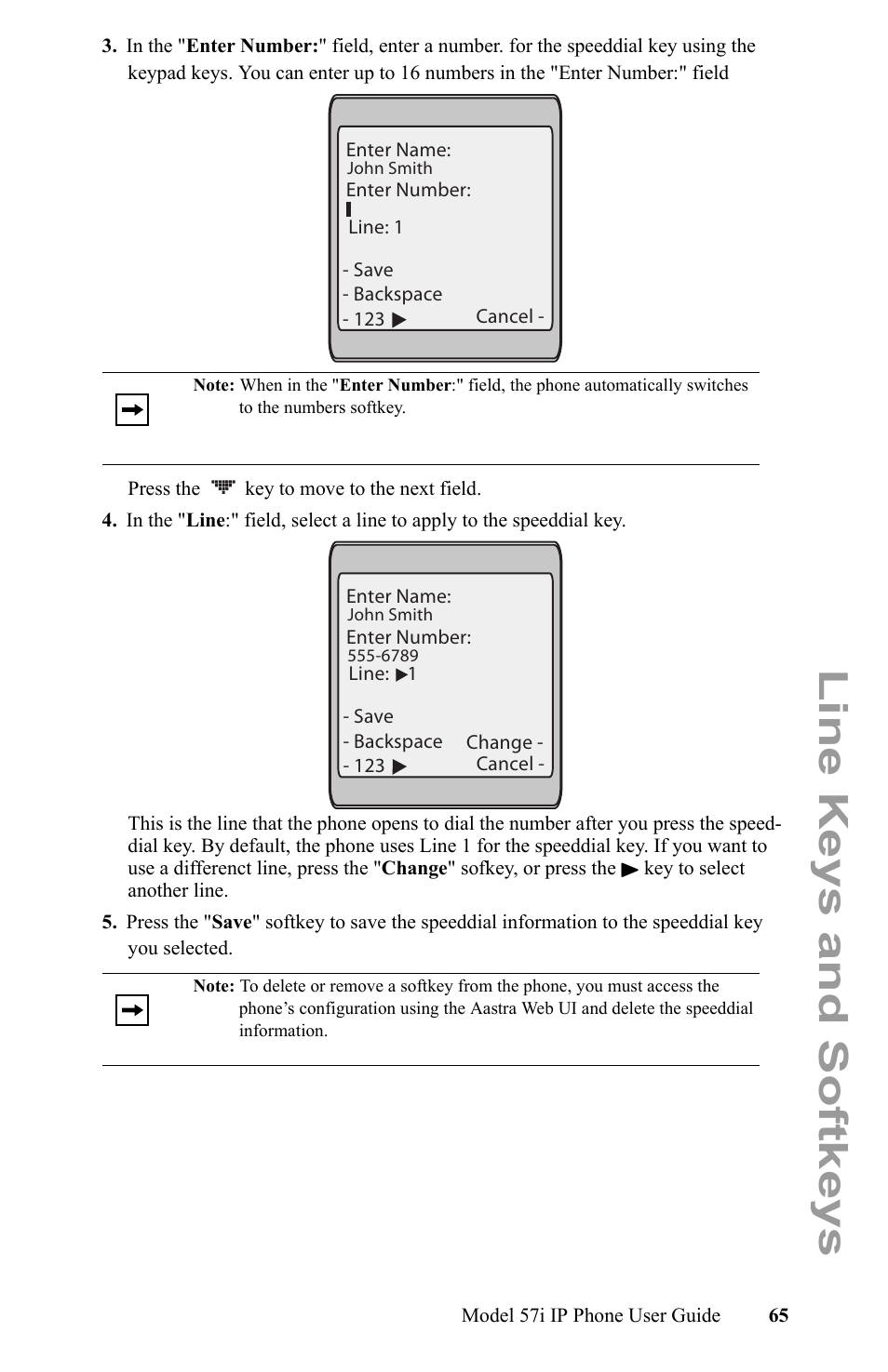 Line keys and softkeys | Aastra Telecom IP Phone User Manual | Page 73 / 210