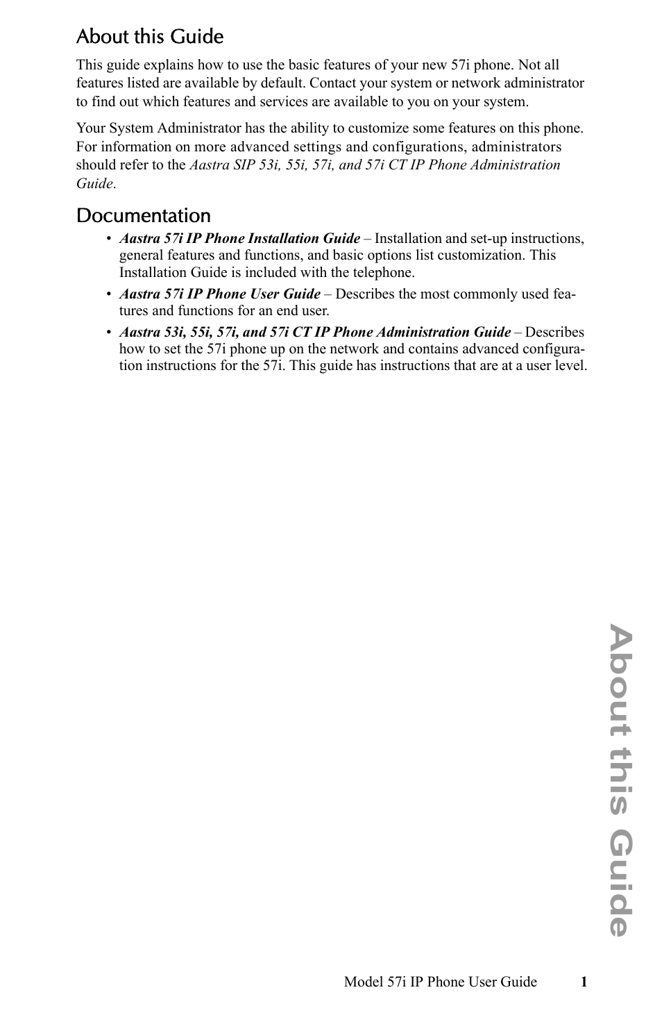 About this guide, Documentation | Aastra Telecom IP Phone User Manual | Page 9 / 210