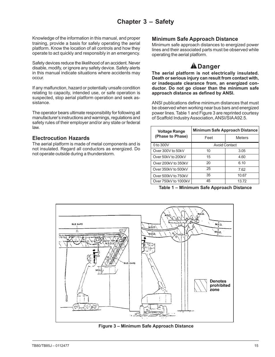 Chapter 3 – safety, Danger | Snorkel TB85J User Manual | Page 19 / 76