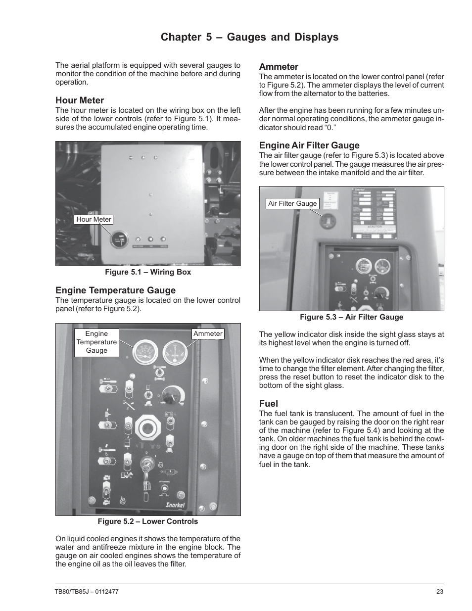 Chapter 5 – gauges and displays | Snorkel TB85J User Manual | Page 27 / 76