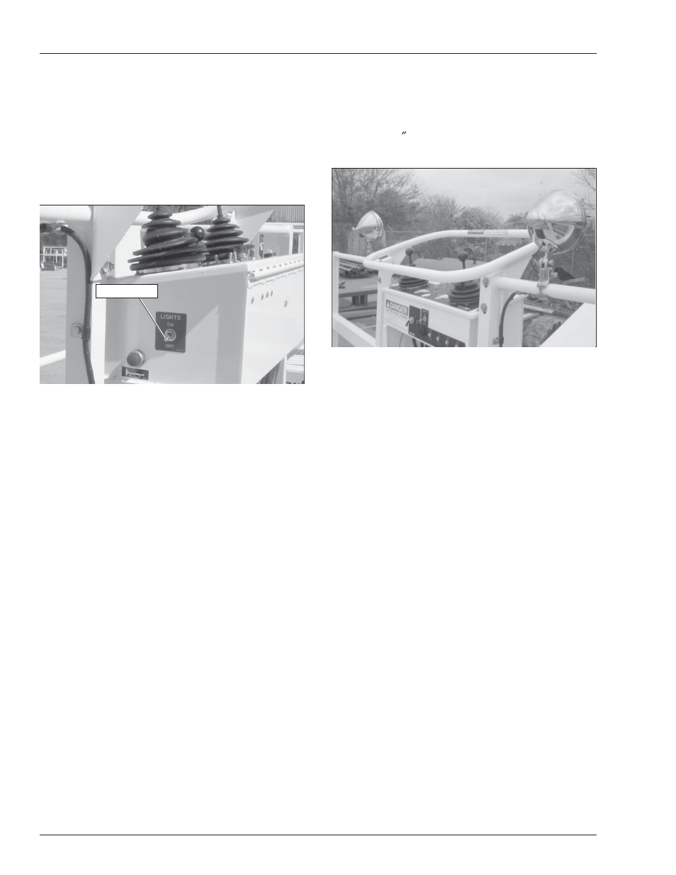Driving lights, Platform work lights | Snorkel TB85J User Manual | Page 58 / 76