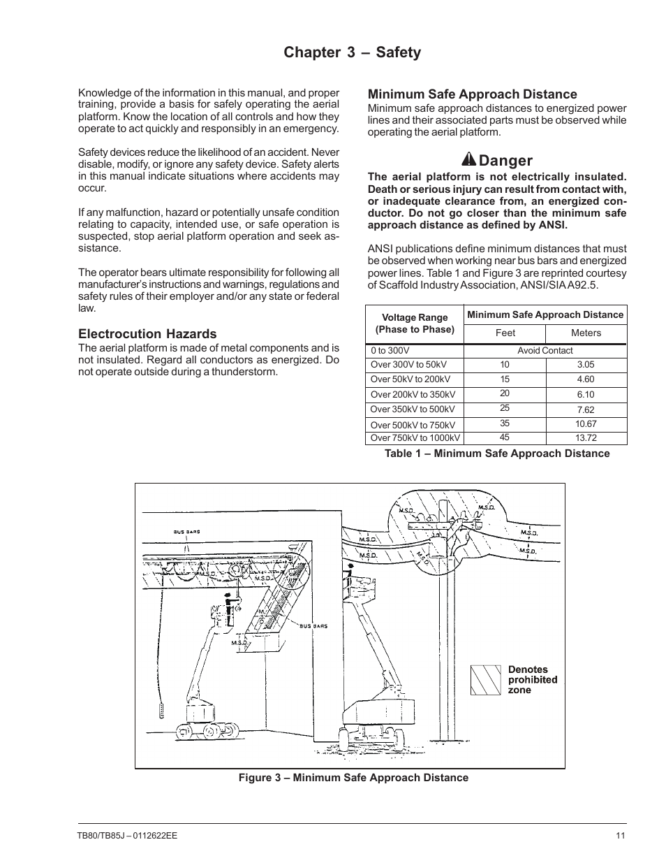 Chapter 3 – safety, Danger | Snorkel TB85J CE User Manual | Page 15 / 70