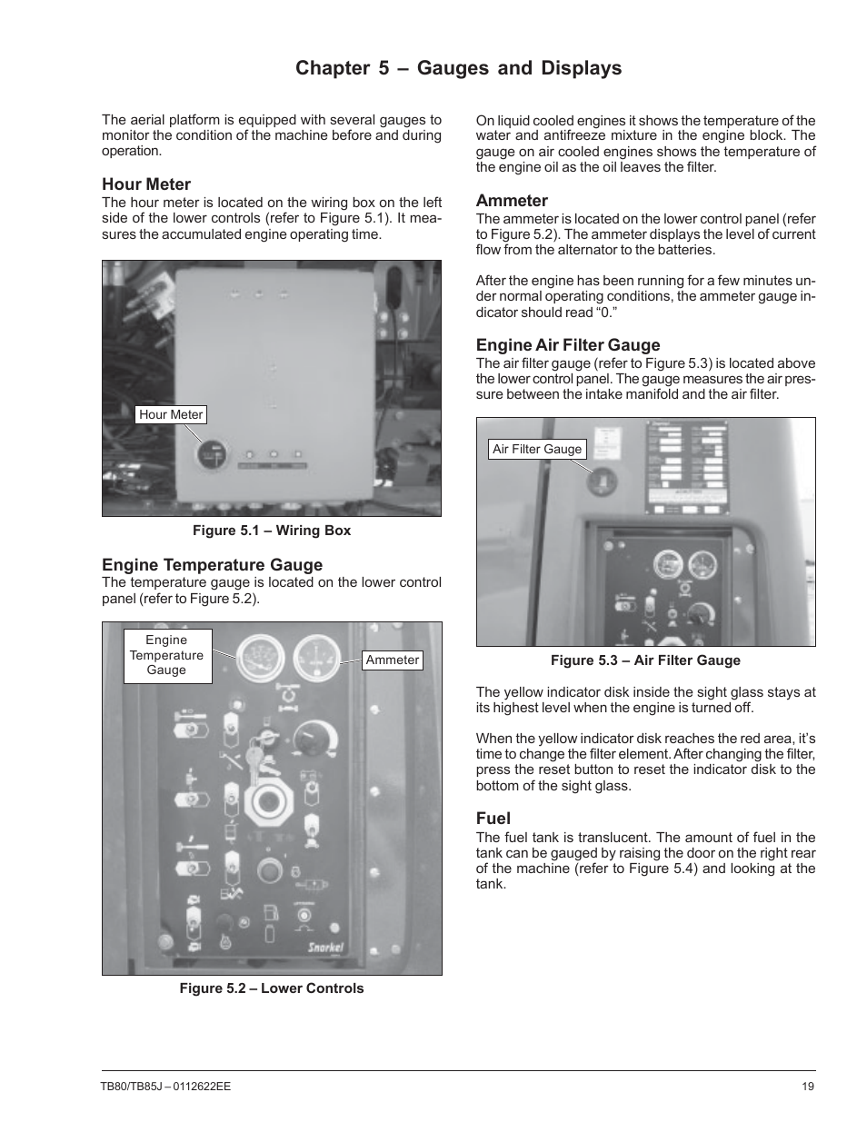 Chapter 5 – gauges and displays | Snorkel TB85J CE User Manual | Page 23 / 70