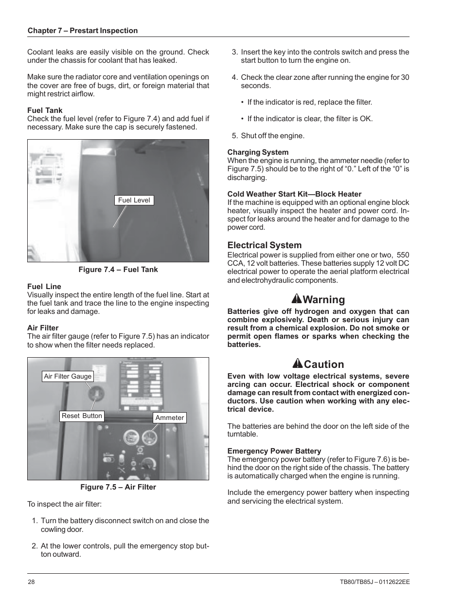 Warning, Caution | Snorkel TB85J CE User Manual | Page 32 / 70