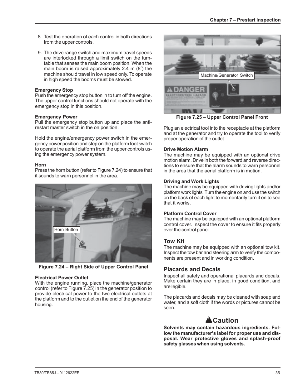 Caution | Snorkel TB85J CE User Manual | Page 39 / 70