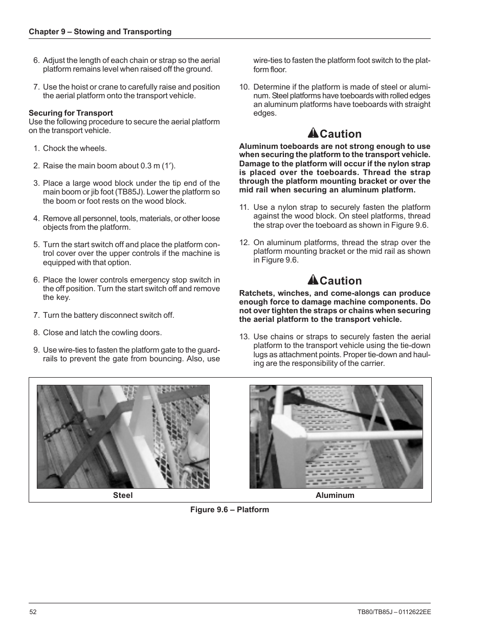Caution | Snorkel TB85J CE User Manual | Page 56 / 70