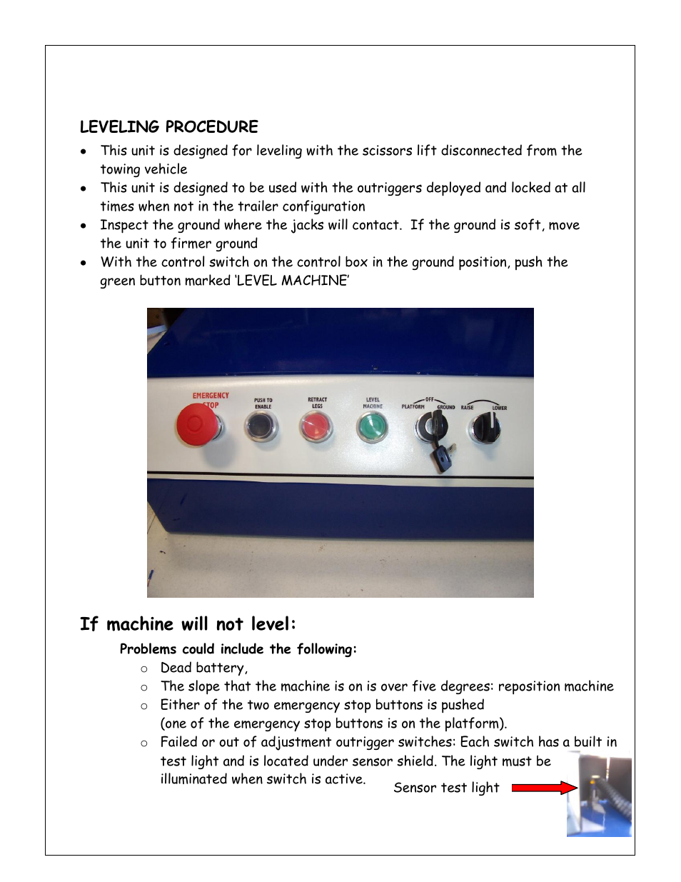 If machine will not level | Snorkel XT24SD-sn000001+ User Manual | Page 19 / 46