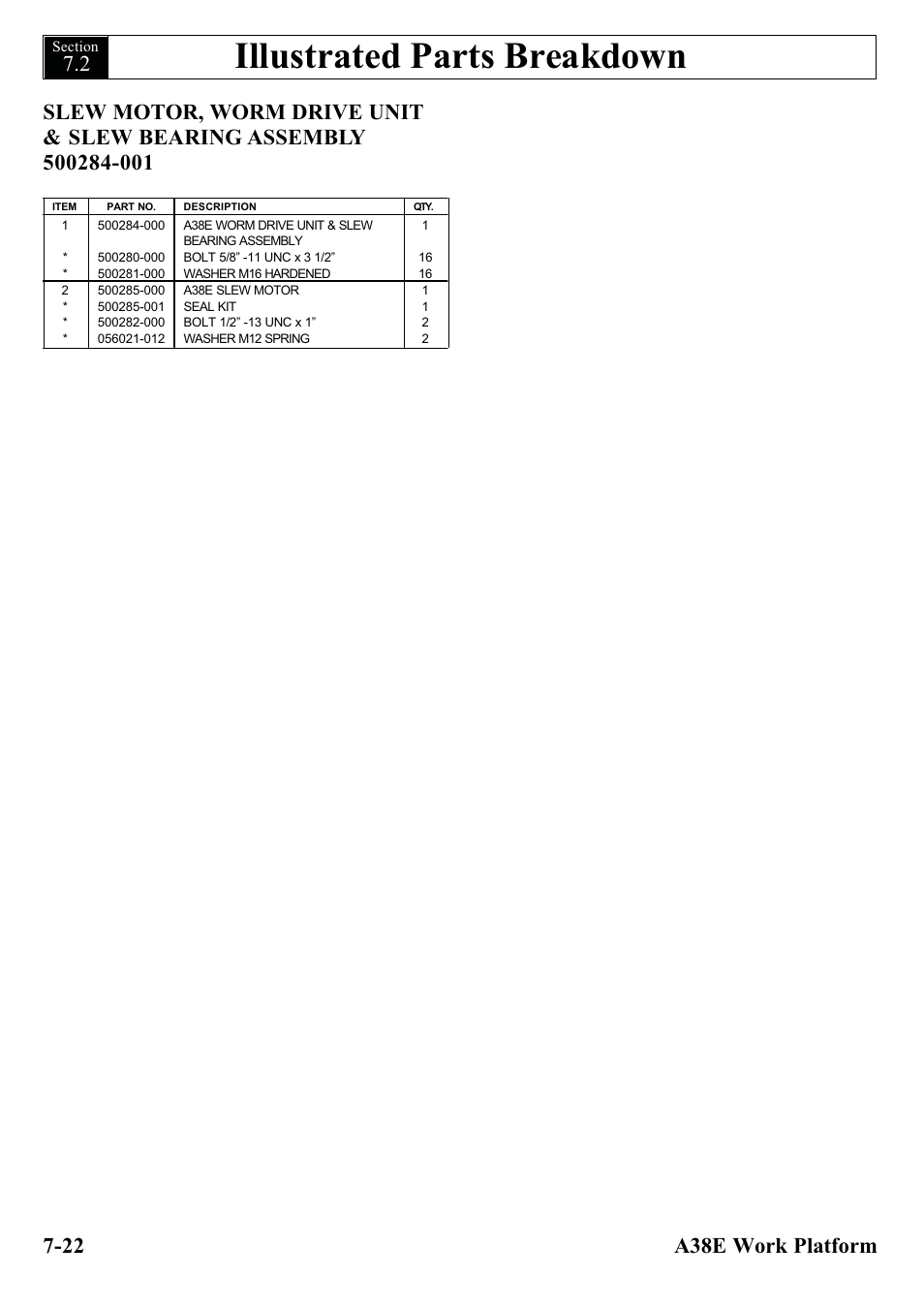 Illustrated parts breakdown | Snorkel A38E-sn004500+ User Manual | Page 100 / 132