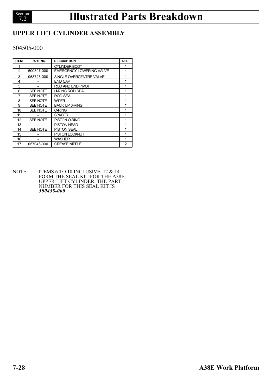 Illustrated parts breakdown | Snorkel A38E-sn004500+ User Manual | Page 106 / 132